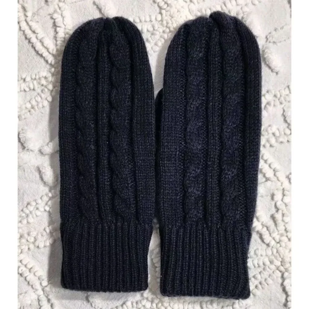 Team USA Mittens Adult One Size Olympics Navy Blue Cable Knit Soft Winter Gloves